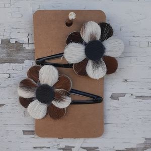 Flower Hairclips. Handmade Cowhide & Leath…